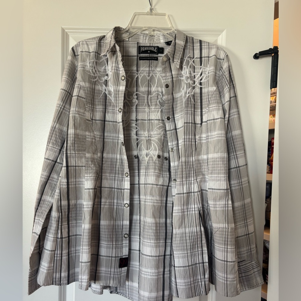 Panhandle Slim Gray Plaid Button Down Shirt